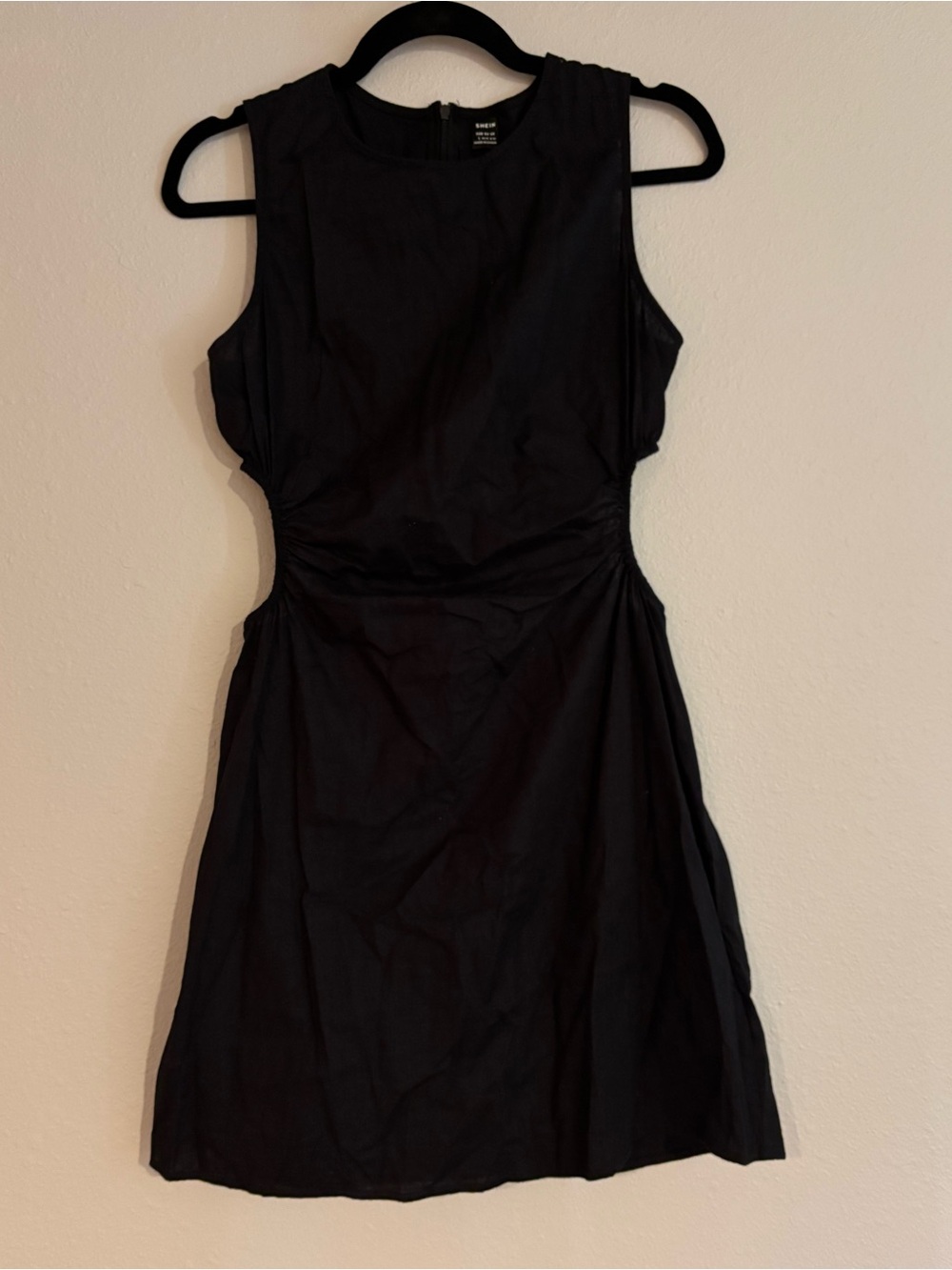 SHEIN Black Sleeveless Mini Dress with Side Cutouts